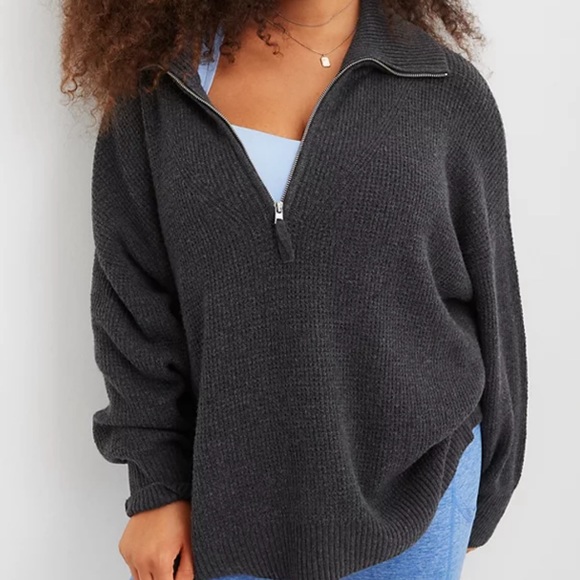 aerie Sweaters - Aerie Oversized Waffle Quarter Zip Sweater